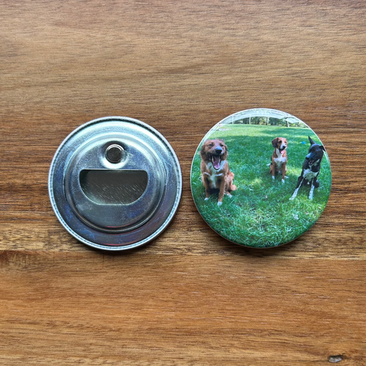 2.25" Round Photo Bottle Cap Opener with Magnet